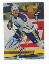 Autographed MATTHEW BARNABY Buffalo Sabres 1993-94 Fleer Ultra Card13 ShowTicket