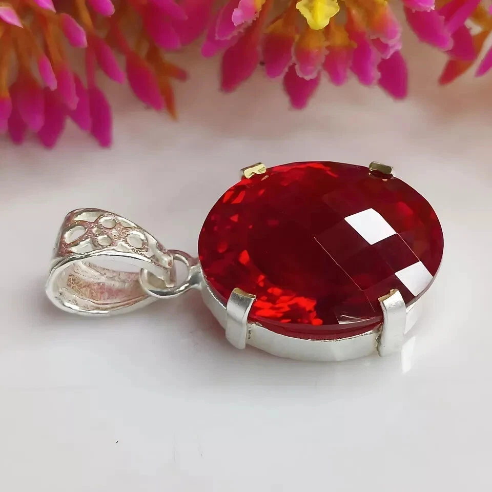 Certified 30.42 Ct + Natural Red Ruby 925 Solid Silver Pendant Loose Gemstone - Image 4 of 4