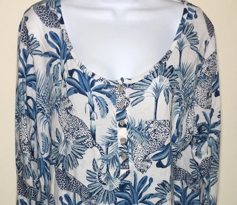 Echo Sleepwear леопард Cat печать цветочный ночная рубашка PJs XL модальная смесь мягкий - Изображение 4 из 4