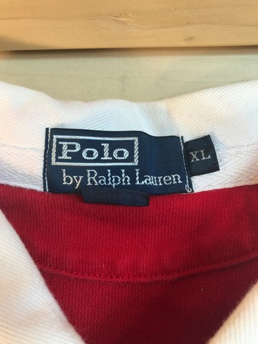 Polo Ralph Lauren manica lunga polo XL rosso bianco colletto grande logo preppy - Foto 8 di 9