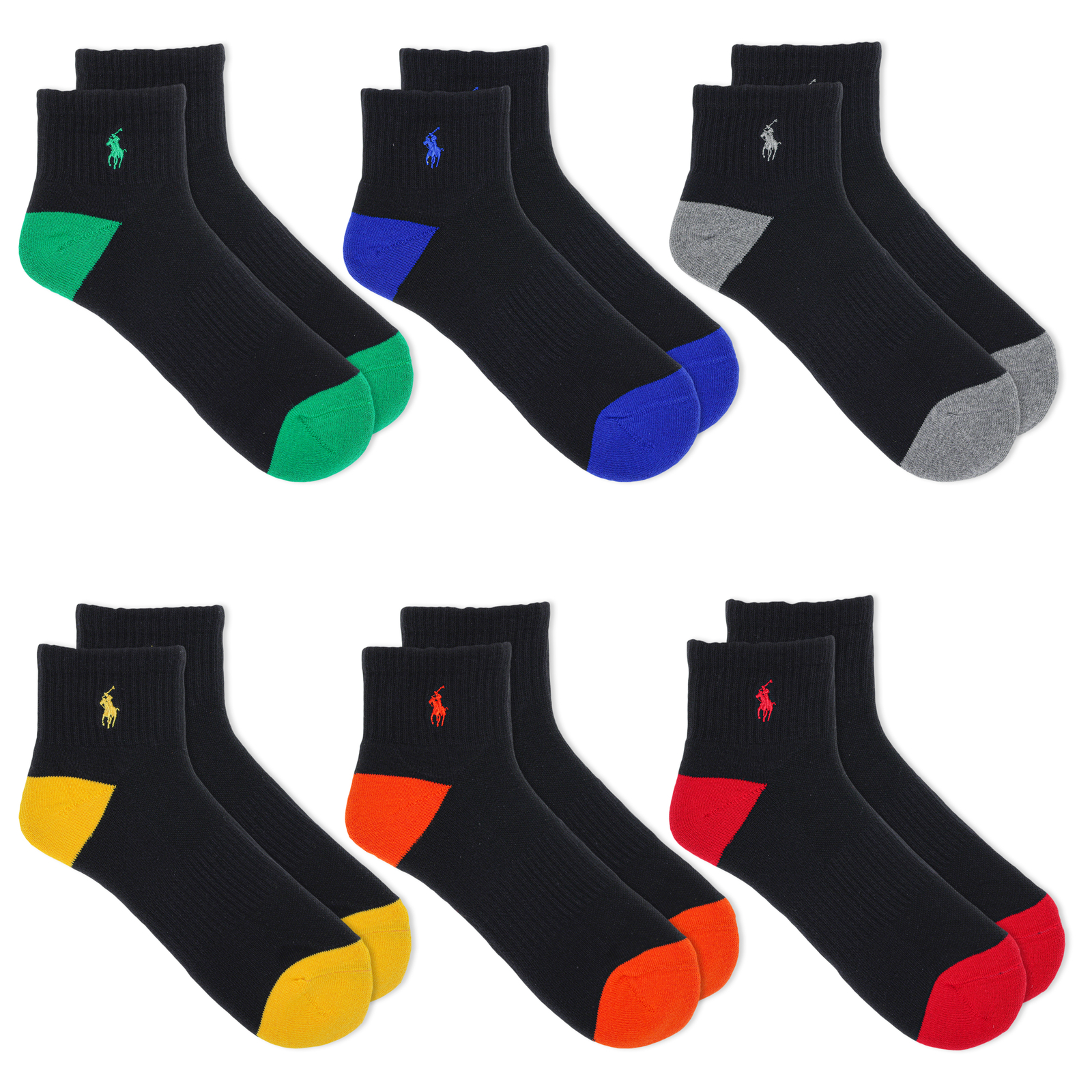 Мужские носки POLO RALPH LAUREN из 6 комплектов с контрастной пяткой и носком