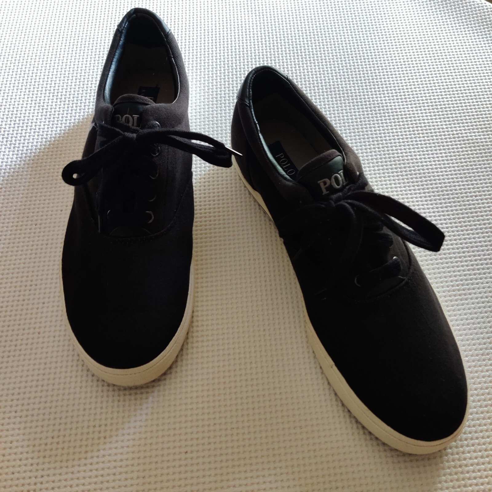 Polo Ralph Lauren scarpe uomo 14 D denim nero grigio pony casual scarpe da tennis