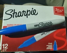 Blue SUPER Sharpie - discontinued - BRAND NEW UNUSED marker 12 count box