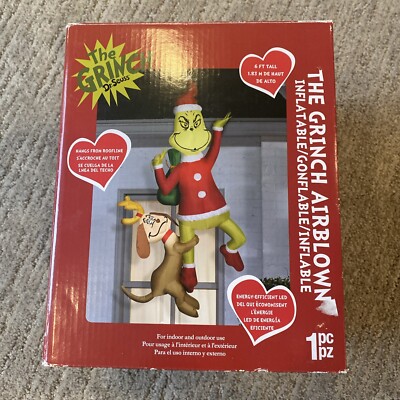 THE GRINCH MAX DR. SEUSS CHRISTMAS AIRBLOWN INFLATABLE 6 FEET TALL HANGS ROOF