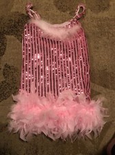 Cute Sparkly Feathered Pink Flapper Costume Sz S
