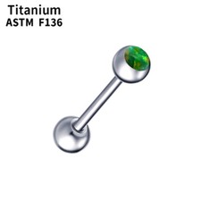 Multi Opal Gem F136 Titanium Tongue Bar Piercing Barbell Nipple Body Jewelry