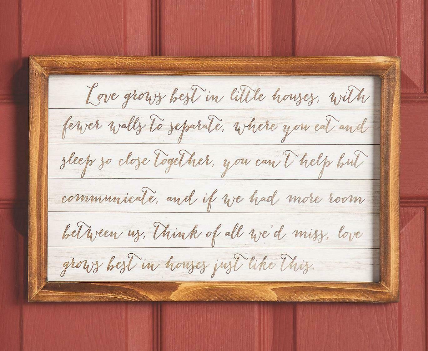 Love Grows Best in Little Houses Poem Framed Wooden Wall Decor 16