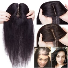 100 Real Remy Human Hair Mono Silk Base Topper Toupee Clips Hairpiece Top Wigs