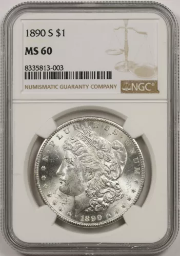 1890-S $1 NGC MS 60 Morgan Silver Dollar