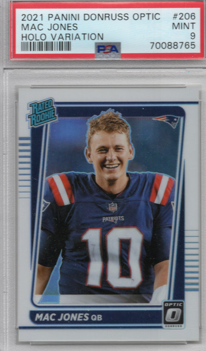Mac Jones 2021 Panini Donruss Optic Holo Variation #206 RC PSA 9 Mint