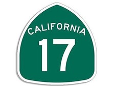 4" california state route 17 sign shaped sticker made in the usa
