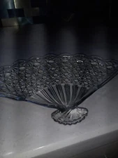 VINTAGE! FENTON DAISY & BUTTON Pressed Glass Fan Shaped Tray/Dish Tray is pre-ow