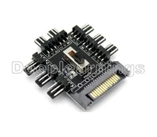 1 to 8 3Pin Fan Hub Pwm Sata Molex Splitter PC Cooling Speed Controller Adapter