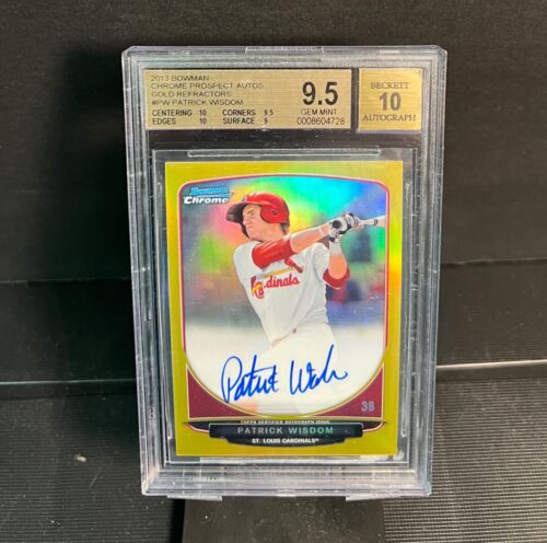 2013 Bowman Chrome Prospects Gold Refractor /50 Patrick Wisdom Auto BGS 9.5 - Picture 1 of 2