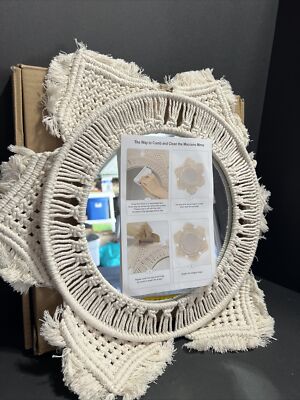 Macrame Mirror Beige 13X13 