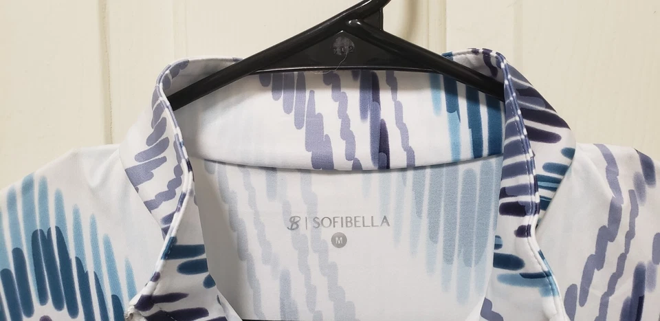 SOFIBELLA 1/4 Zip Golf /Tennis Activewear Long Sleeve Top White W/Pattern Size M - Image 3 of 4