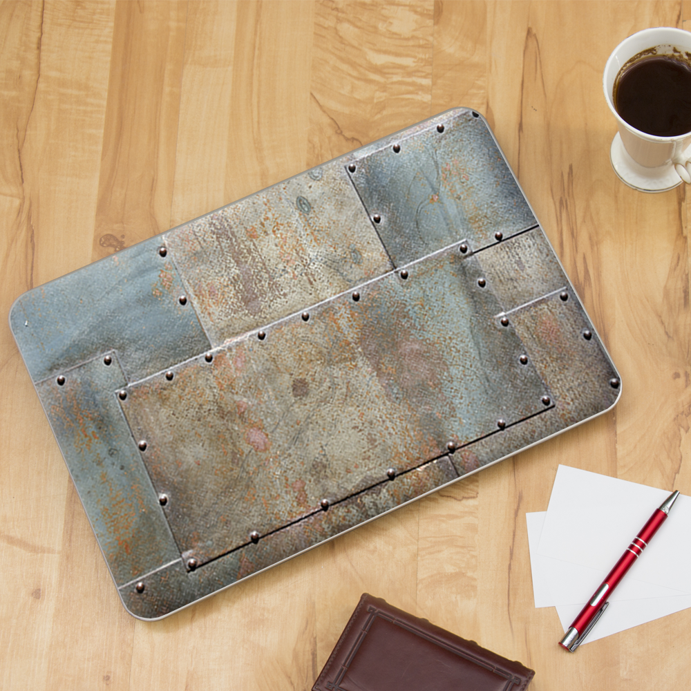 Skin Vinyl Itsaskin Pour Ordinateur Portable 15 Pouces - Motif Rivets Métal Bleu Et Marron