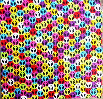 MULTY COLOR''PEACE''   DESIGN BANDANA 100% COTTON 22 X 22''  HEAD WRAP SCARF