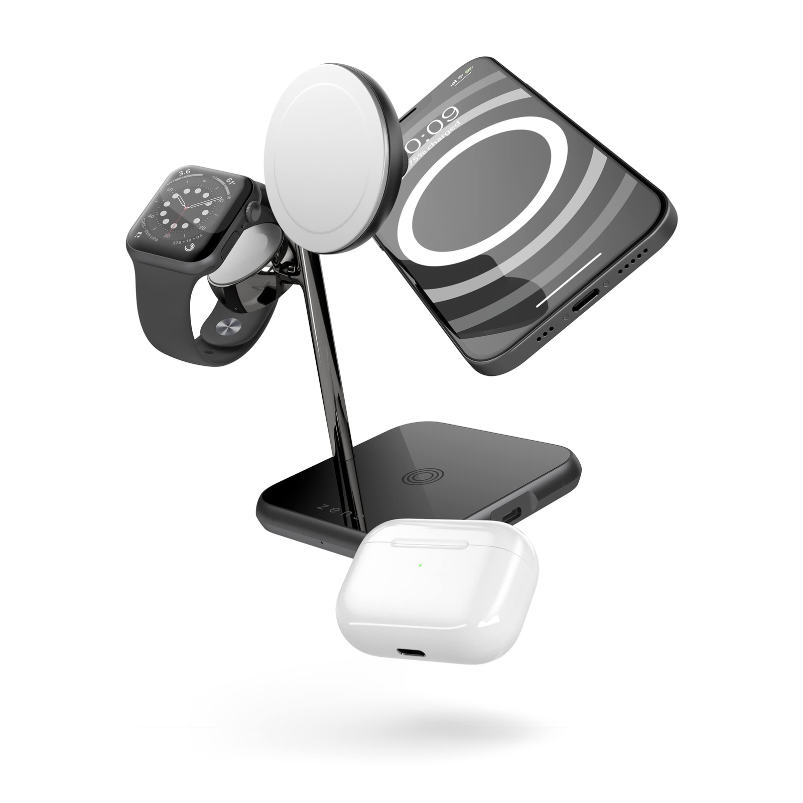 ZENS MagSafe+Watch 15W MagSafe Charging Station 3 in 1 for iPhone, Apple Watc...