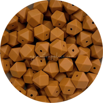10 silicone beads TAN 17mm hexagon sensory beaded keyring supplies dark brown