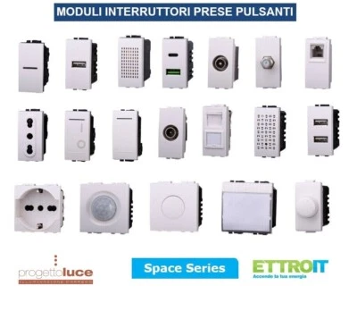 ETTROIT BTICINO LIVING LIGHT COMPATIBILE BIANCO PRESA SCHUKO TV PULSANTE DEVIATORE USB