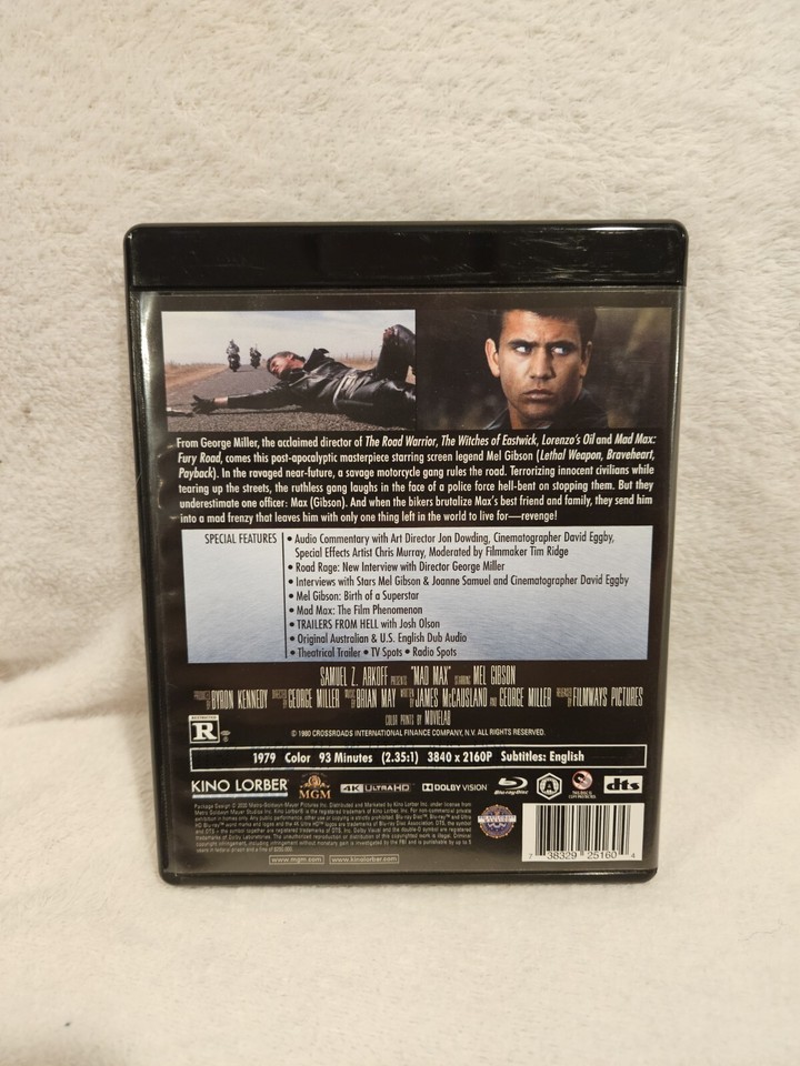 Mad Max ( 4K UHD+Bluray, 2020) Kino Miller Mel Gibson Dolby