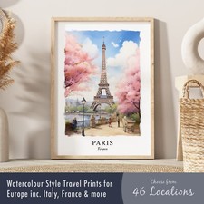 Europe Travel Poster Print | Watercolour Style Wall Art of Italy, France & more