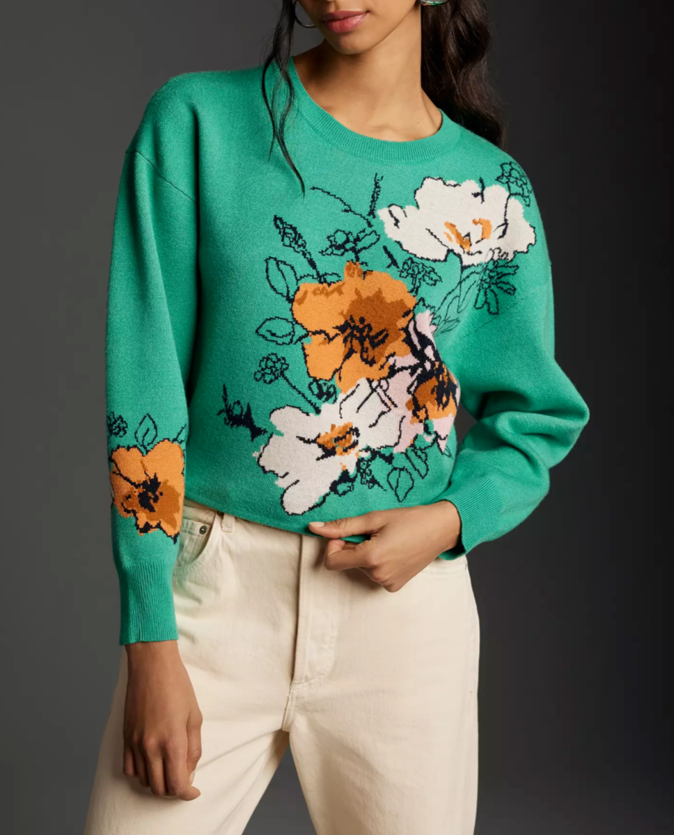 Anthropologie Maeve The Sonal Nathwani Camryn Cropped Crewneck