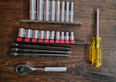Proto 1/4  SAE Socket Sets w/2 Extensions & Driver,  Ratchet NR Read Description