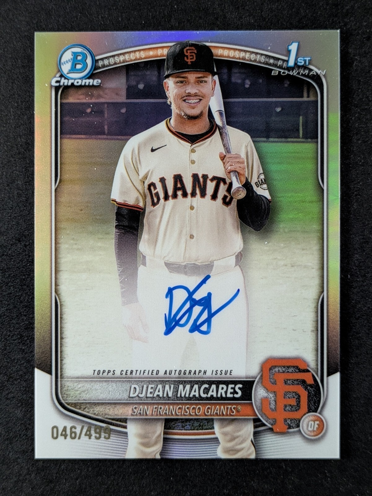 2025 Bowman Chrome DJEAN MACARES 46/499 1st Bowman Auto Refractor #CPA-DM