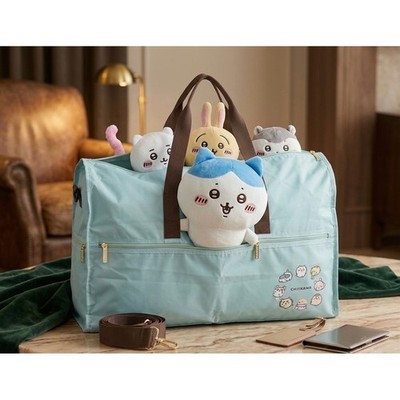 Chiikawa Foldable Travel Duffle Bag Light Blue Character Print