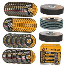  30-Pack Angle Grinder Wheels & Flap Discs 4-1/2" Inches - 20 Pack 