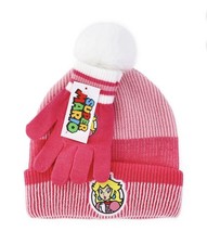 2-Piece PRINCESS PEACH Girls Beanie Hat  Gloves Set Super Mario