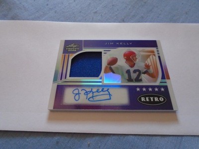 JIM KELLY 2025 LEAF TRINITY PURPLE PRISMATIC RETRO GAME WORN PATCH AUTO #2/6 HOF