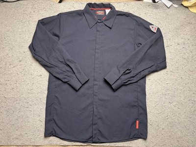 Bulwark FR IQ Series Shirt Mens Large Blue Long Sleeve Snap Flame Resistant NWT