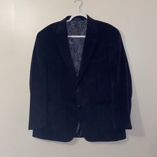Lauren Ralph Lauren Blazer Mens 40R Blue Velvet Check Paisley Lined Sport Coat