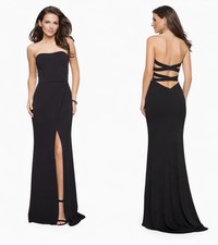La Femme Formal Gown 0 Black 27035 Strappy Open Back Off Shoulder Prom Gala 438