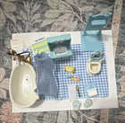 BLUE BATHROOM SET Calico Criters Epoch Japan Sylvanian Families — photo 1