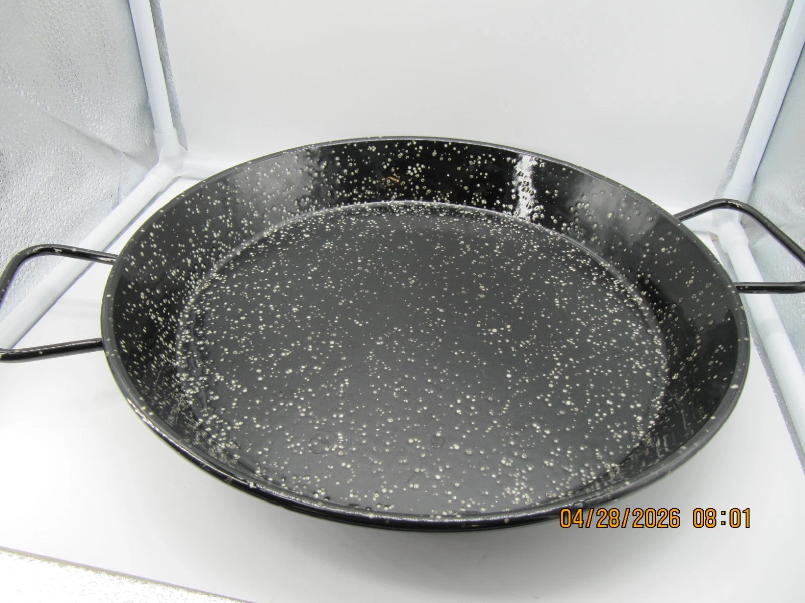 Paella Pan 12" Black & White Speckled New No Box