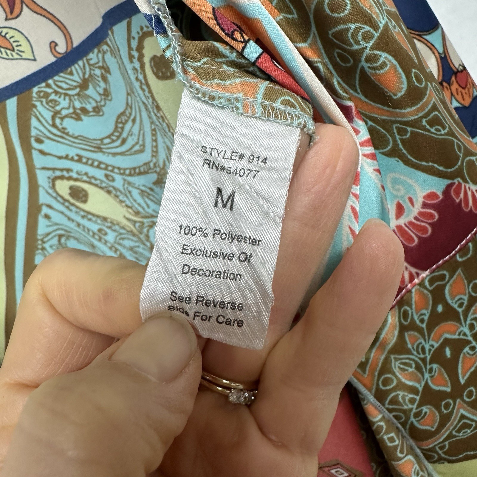 CAbi Patchwork Print Kimono Jacket Tie Front Bell… - image 5