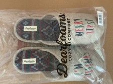 Dearfoams Cozy Comfort Men's XL 13/14 Tipsy  Bright Novelty Slippers Tan NWT