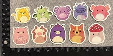 Lot of 10 Assorted Glow In The Dark Squishmallow Cute Animal Stickers