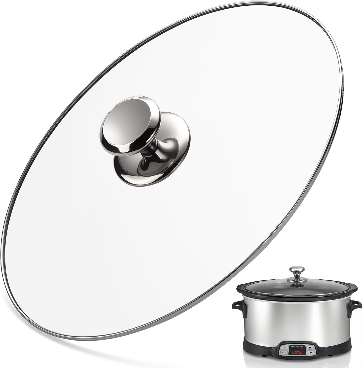 Oval Glass Lid 8 Quart Replacement for Hamilton Beach 33480 