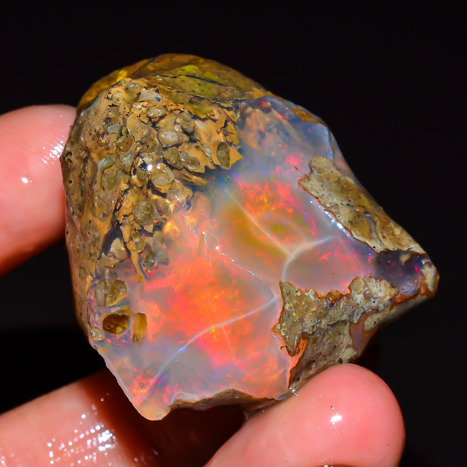 HUGE 111.5 Cts Natural Ethiopian Opal Rough - Multi Fire Welo Opal Raw Crystal