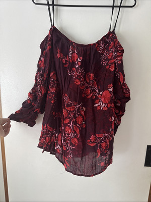 City Chic Off Shoulder Paisley Red Maroon Top Plus Size M 16 18 BNWT $79 A16