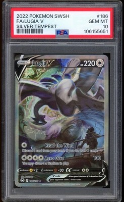 2022 Pokemon Lugia V Silver Tempest Full Art Sword & Shield G 186 PSA10 GEM MINT