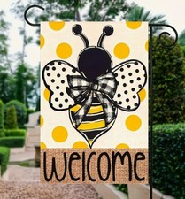 Garden Flag 12x18in Double-sided Polyester Welcome Bee
