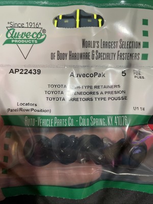 auveco ap22439 push type retainers for toyota pack of 5
