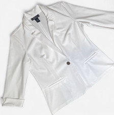 NY C Women  s White Solid Long Sleeve Single-Button Blazer w/ Pockets Size M