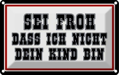 Blechschild 12x18 cm sei froh ich nicht dein Kind bin Spruch Zitat Deko Geschenk